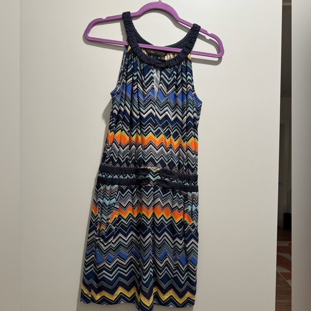 BCBGMaxAzria Chevron Patterned Skirt in Blue and Yellow